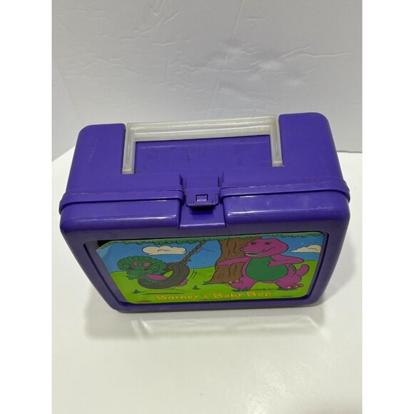 Vintage Barney & Baby Bop 1992 Lunch Box Thermos 4 Piece Lyons Group Plastic - Picture 3 of 16